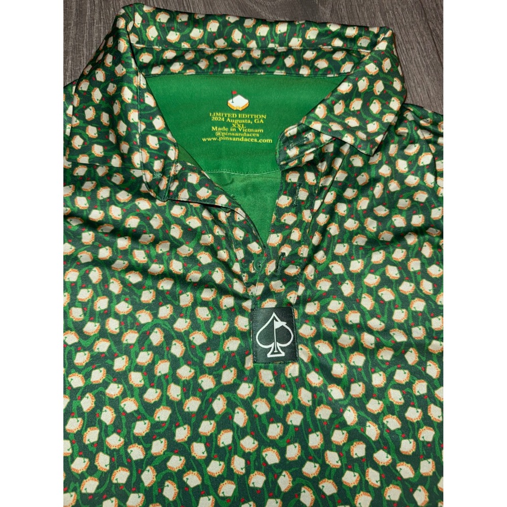 Pins & Aces 2024 masters Pimento Cheese Sandwich Golf Polo‎ Shirt Mens XXL Green